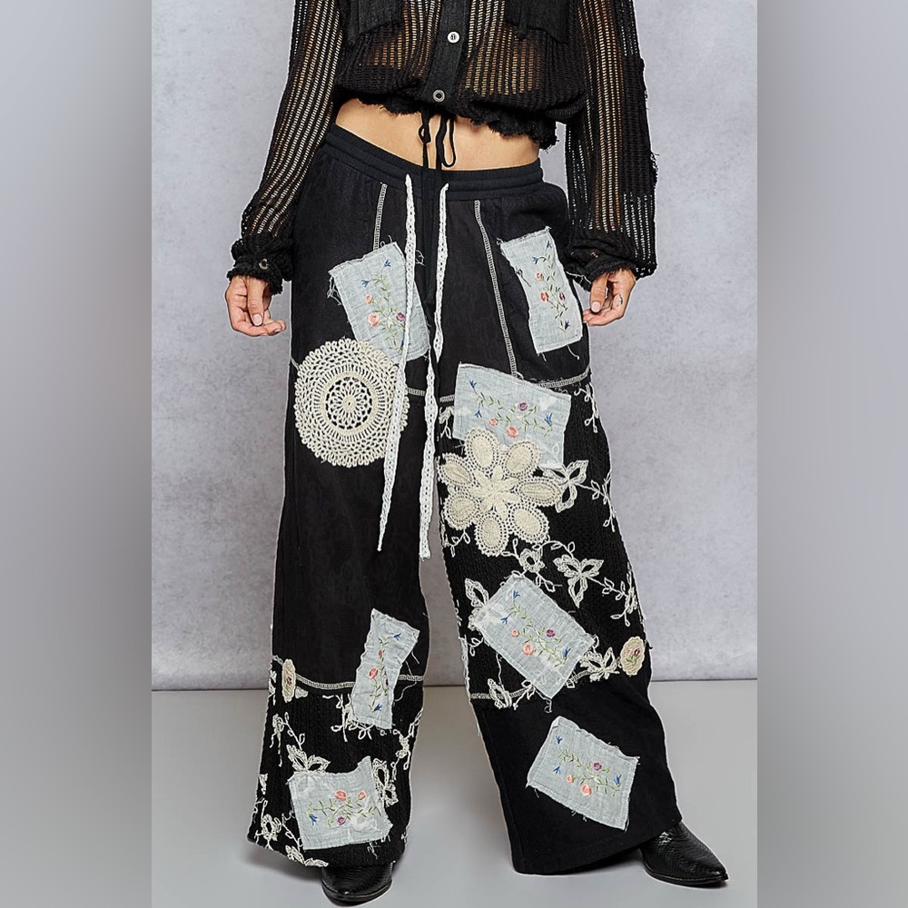 Last 2! PB19 New POL Black and Cream Patchwork Pants